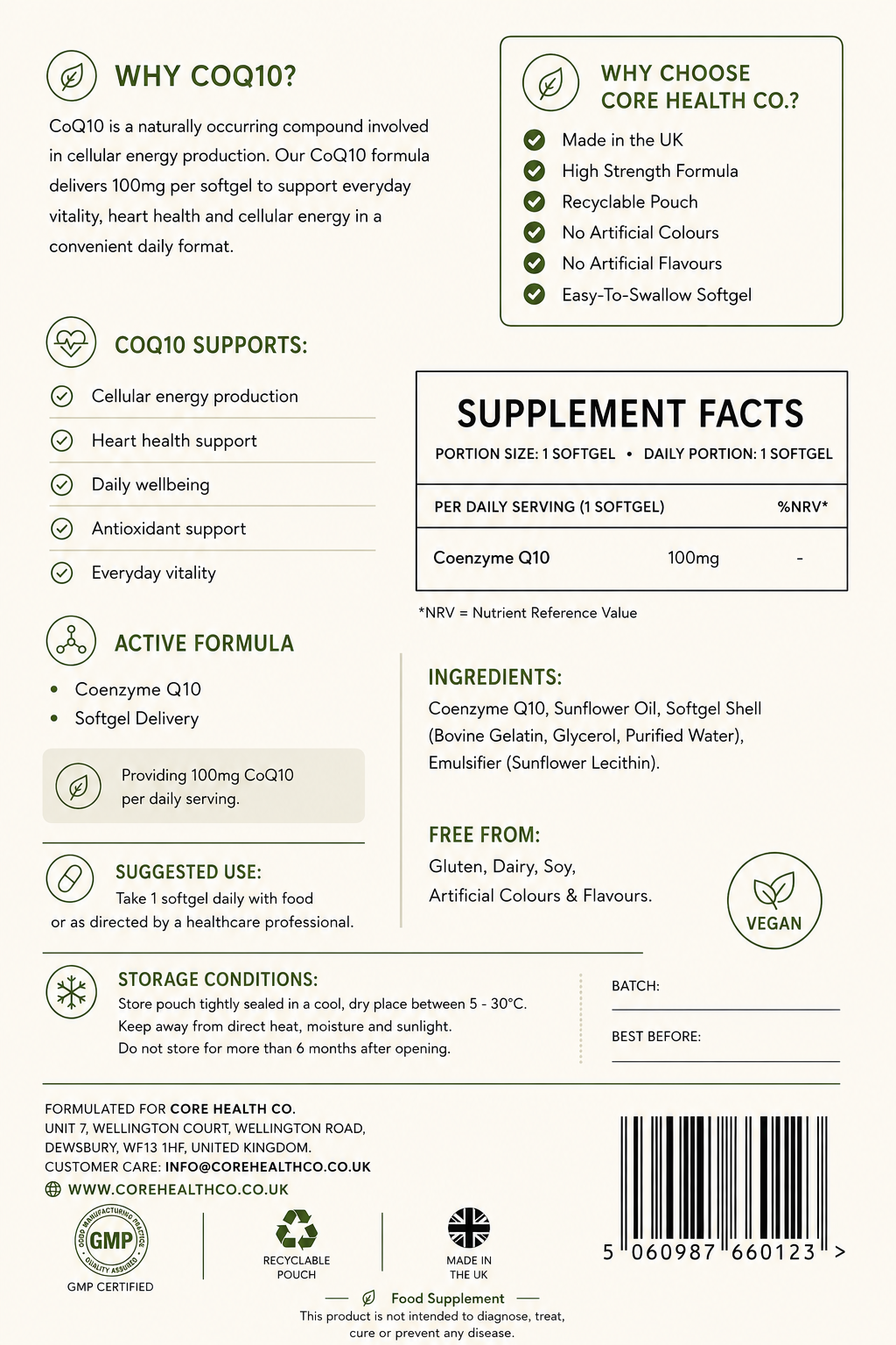 CoQ10 100mg | High-Strength Daily Coenzyme Q10 Softgels