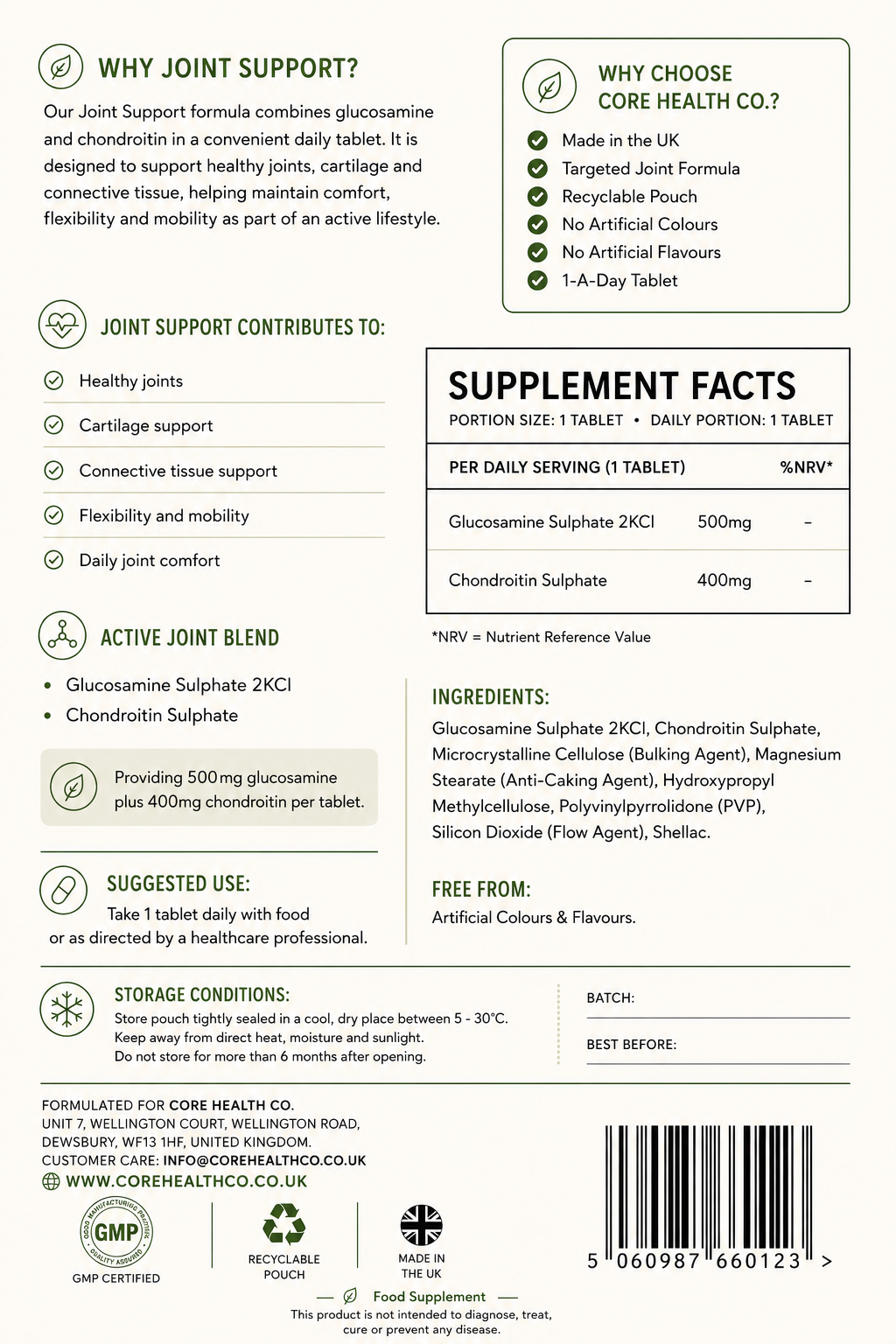 Joint Support | Glucosamine 500mg + Chondroitin 400mg
