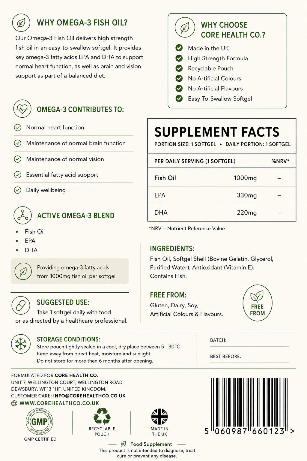 Omega-3 Fish Oil 1,000mg | Daily Fish Oil Softgels