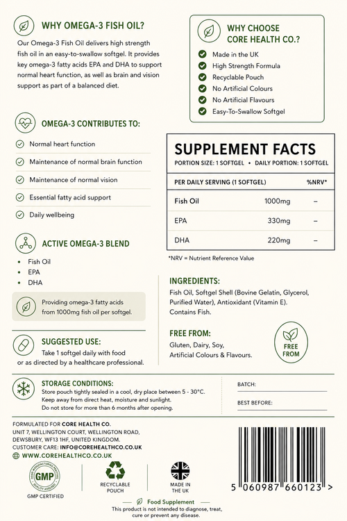 Omega-3 Fish Oil 1,000mg | Daily Fish Oil Softgels
