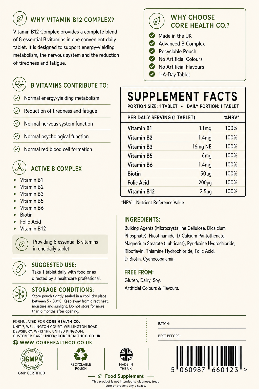 Vitamin B12 Complex | Eight Essential B Vitamins