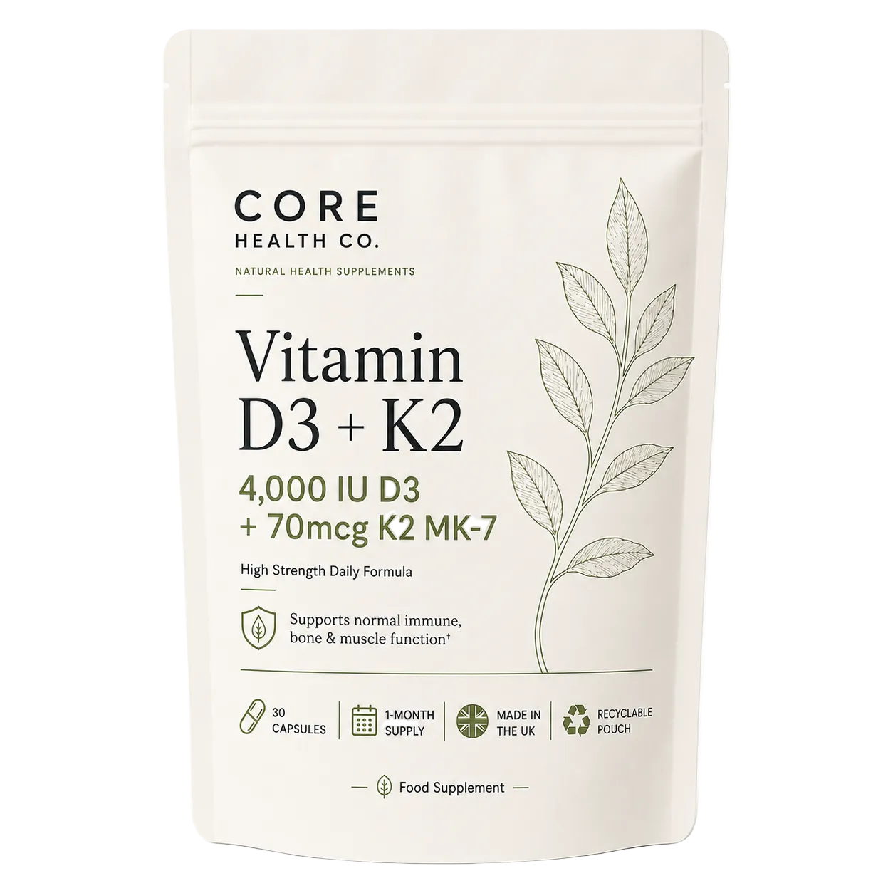 Vitamin D3 + K2 Daily immune, bone & muscle support