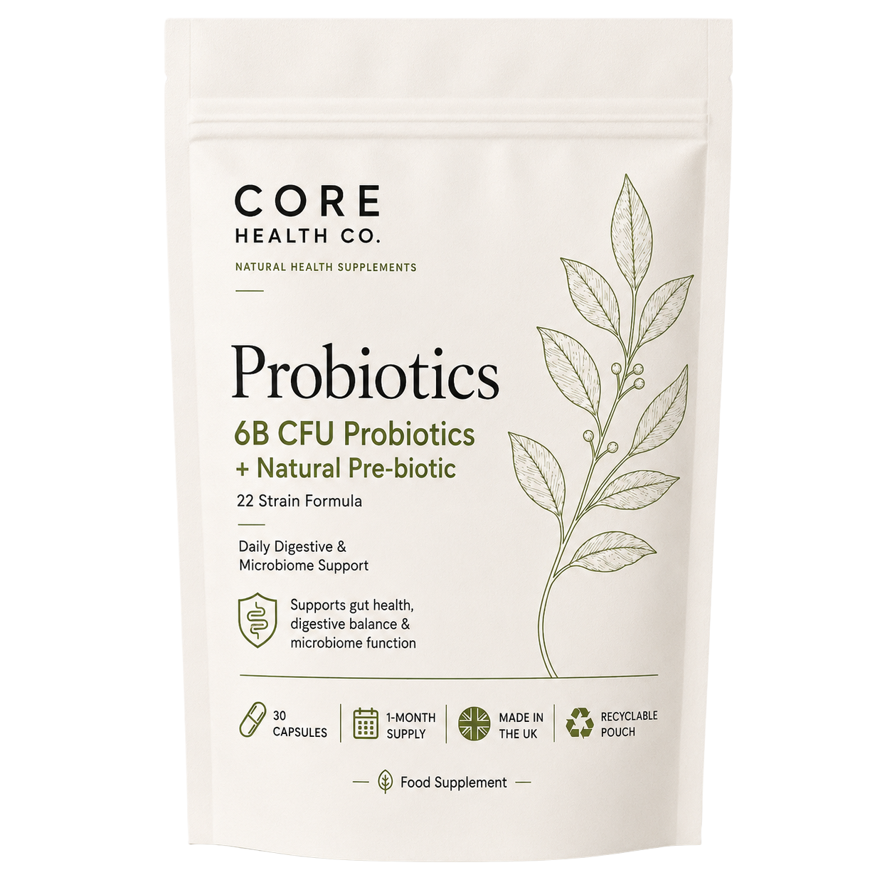 Probiotic Live Cultures + Prebiotic | 6 Billion CFU Daily Formula