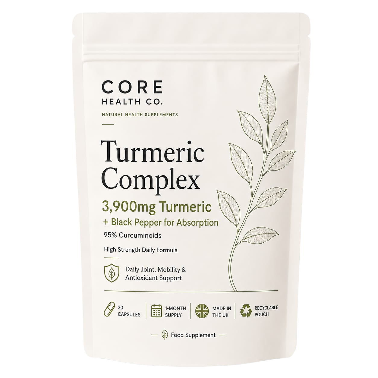 Turmeric Complex 3,900mg | 95% Curcuminoids + Black Pepper